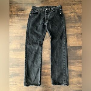 Vintage Levis 501 Jeans Men Size 31 x 30 Black Button Fly Faded Grunge 90s Denim